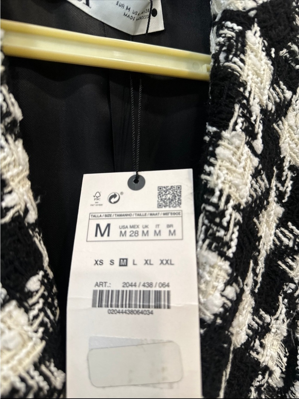 ZARA Black & White Houndstooth Double-Breasted Blazer - Picture 5 of 7